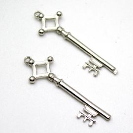 Pingente de Metal / 62x20mm - Umbanda - Chave (unidade)-Níquel