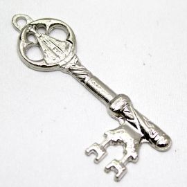 Pingente de Metal / 63x18mm - Umbanda - Chave (Unidade)-Níquel