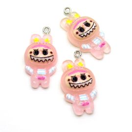 Pingente de Resina / 28x21mm - Labubu (Unidade) - Rosa