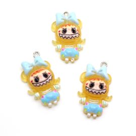 Pingente de Resina / 28x21mm - Labubu (Unidade) - Amarelo