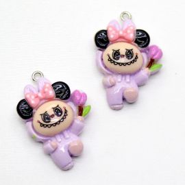 Pingente de Resina / 31x22mm - Labubu (Unidade) - Lilás