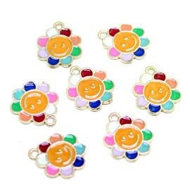 Pingente de Metal Esmaltado / 18x15mm - Flor (unidade)