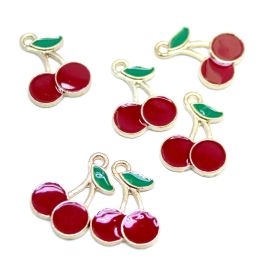 Pingente de Metal Esmaltado / 19x14mm - Cereja (unidade) - Vermelho
