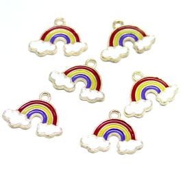 Pingente de Metal Esmaltado / 14x18mm - Arco-íris (unidade)