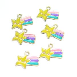 Pingente de Metal Esmaltado / 14x17mm - Estrela Cadente (unidade) - Amarelo