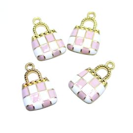 Pingente de Metal Esmaltado / 21x13mm - Bolsa (unidade) - Rosa