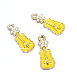 Pingente de Metal Esmaltado / 25x10mm - Violino (unidade) - Amarelo
