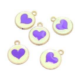 Pingente de Metal Esmaltado / 19x15mm - Coração (unidade)