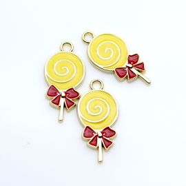 Pingente de Metal Dourado / 24x11mm - Pirulito (unidade)