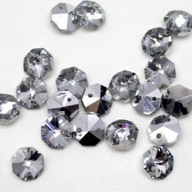 Castanhola de Vidro / 10mm - Fundo Prata - (unidade) - Transparente 