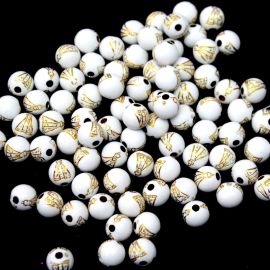 Bola Plástica / 8mm - Nossa Senhora Aparecida Dourada (10 gramas)-Branco