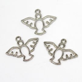 Pingente de Metal / 24x17mm - Pomba Vazada (unidade)-Níquel