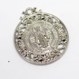 Medalha de Metal / 43x37mm - São Bento (unidade) -Níquel