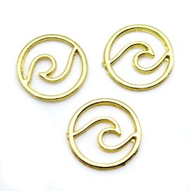 Pingente de Metal / 25mm - Sereismo - Onda (UNIDADE)-Dourado