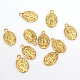 Mini Medalha de Metal / 14x8mm - Nossa Senhora das Graças (unidade) - Dourada