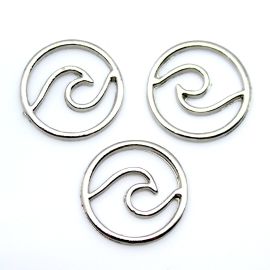 Pingente de Metal / 25mm - Sereismo - Onda (UNIDADE)-Níquel