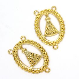 Salve Rainha de Metal / 40x27mm - Nossa Senhora Aparecida (unidade)-Dourado