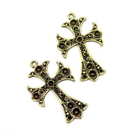 Cruz de Metal / 49x31mm - (unidade)-Ouro Velho
