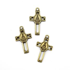 Crucifixo de Metal Níquel / 27x16mm - N. Senhora Aparecida (Unidade)_ouro Velho