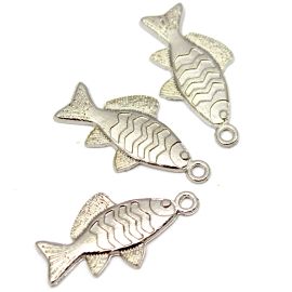 Pingente de Metal / 35x18mm - Sereismo - Peixe (unidade) -Níquel