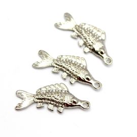 Pingente de Metal / 44x18mm - Sereismo - Peixe (unidade) - Níquel 