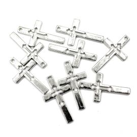 Crucifixo de Plástico ABS Níquel / 45x26mm - Vazado Liso (10 GRAMAS)