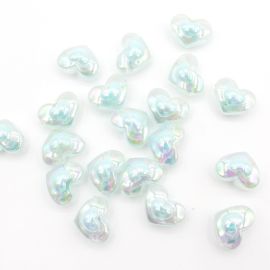 Conta Plástica Irisada / Transparente com Miolo - Coração 17mm (10 gramas)