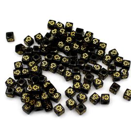 Cubo com Detalhe Crucifixo Dourado / 6mm (10 Gramas)