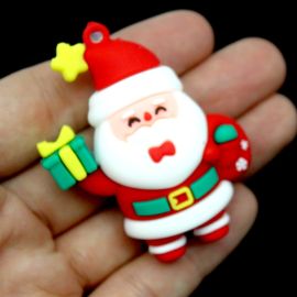 Pingente de Borracha / 55x41mm - Natalino - Papai Noel (unidade)