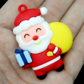 Pingente de Borracha / 50x39mm - Natalino - Papai Noel com o Saco (unidade)