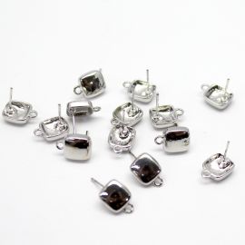 Pino de Brinco / 12x10mm - Quadrado(1 Par)-Níquel