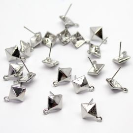 Pino de Brinco em Metal / 15x12mm - Triangulo(1 PAR)-Níquel