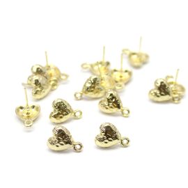Pino de Brinco em Metal / 13x10mm - Coração (1 PAR)-Dourado