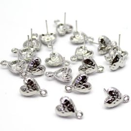 Pino de Brinco em Metal / 13x10mm - Coração (1 PAR)-Níquel