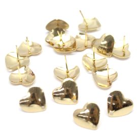Pino de Metal / 14x15mm - Coração (1 par)-Dourado