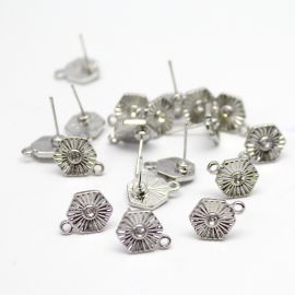 Pino de Brinco em Metal / 11mm - Com Strass (1 PAR)-Níquel