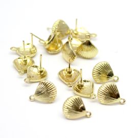 Pino de Brinco em Metal / 15x12mm - Concha (1 PAR) -Dourado