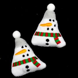 Aplique Natalino Pelúcia / 55x52mm - Papai Noel Gorro Vermelho (Unidade)