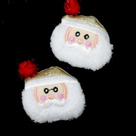 Aplique Natalino Pelúcia / 45x50mm - Papai Noel Gorro Dourado (Unidade)