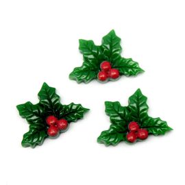 Aplique de Resina / 19x24mm - Natalino - Folhinha de Natal (unidade)