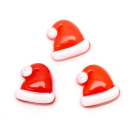 Aplique de Resina / 17x17mm - Natalino - Gorro  (unidade)