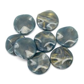 Conta Plástica Mesclada / 30mm - Redonda Ondulada (10 gramas)