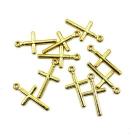 Crucifixo de Plástico ABS Dourado / 31x17mm - Liso (10 gramas)