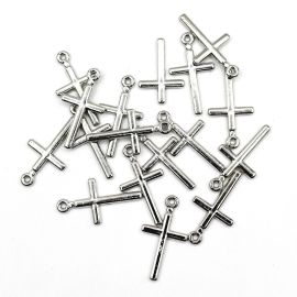 Crucifixo de Plástico ABS Níquel / 31x17mm - Liso (10 gramas)