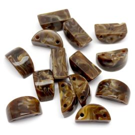 Conta Plástica Mesclada / 27x15mm - Entremeio com Furo Duplo (11 gramas)