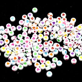 Pastilha Plástica / 7mm - Coração - Cores Diversas (20 gramas) - Branco