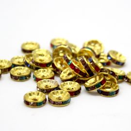 Entremeio de Metal com Strass / 10mm - Cores Diversas (unidade) - Dourado