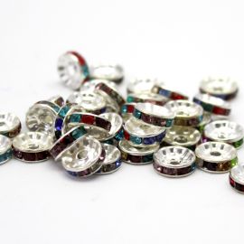 Entremeio de Metal com Strass / 10mm - Cores Diversas (unidade) - Níquel