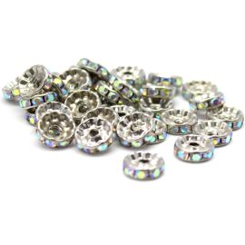 Entremeio de Metal com Strass / 10mm - Furta-Cor (unidade) - Níquel