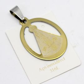 Pingente de Aço Inoxidável / 38x27mm - Nossa Senhora Aparecida - (unidade) - Dourado